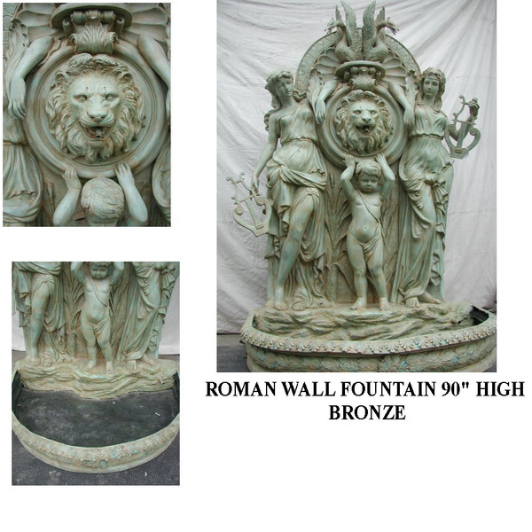 Roman Wall Fountain 90" High Bronze